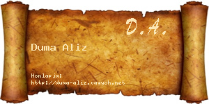 Duma Aliz névjegykártya